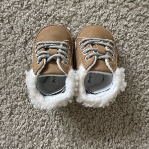 Tan and White Kids Shoes